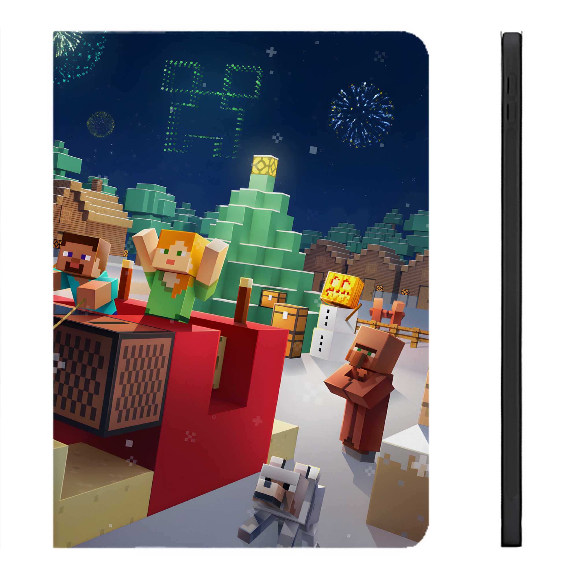 （画像用） マインクラフト ブロックの世界 Minecraft MC Block world IPadケース ペンホルダー付き ブックスタイルデザイン